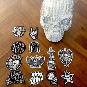 12 Punk Iron-On Patches Set